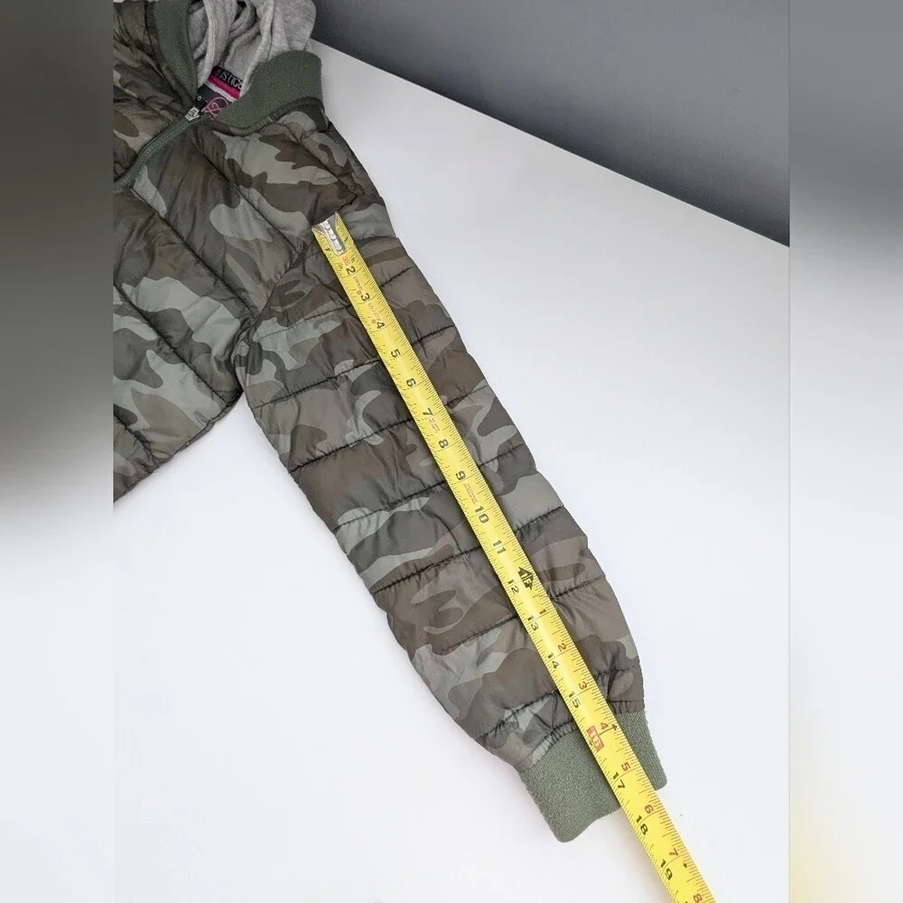 Justice Girls (Size 8)Camouflage Puffer Jacket w/Jersey Hood & Full Zipper Front